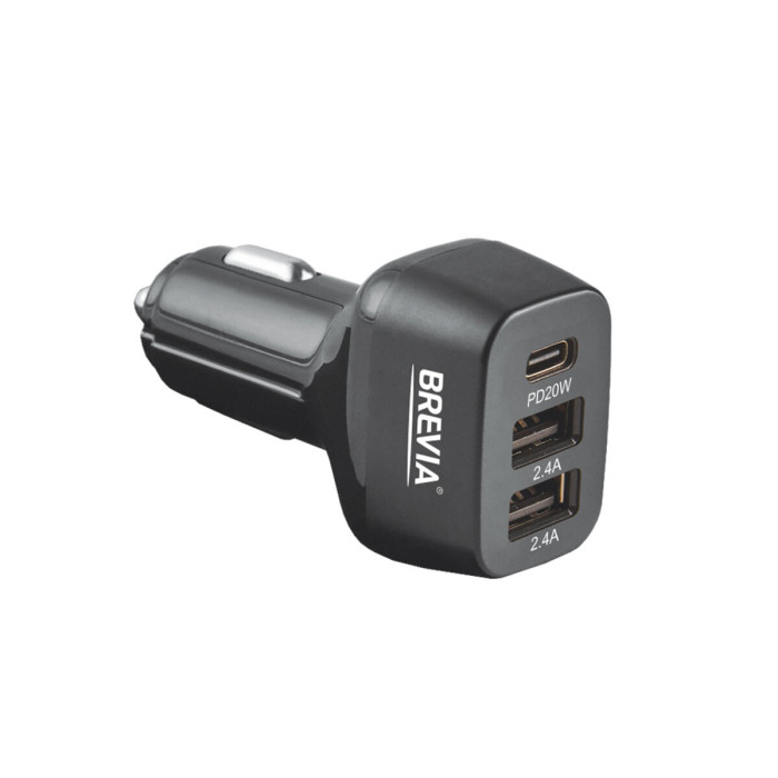Автомобільний зарядний пристрій Brevia ePower TriDrive 44W 1xUSB-C+2xUSB-A чорний