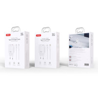 Мережевий зарядний пристрій XO L130 PD30W/QC18W 1USB-C+1USB-A + Lightning кабель білий
