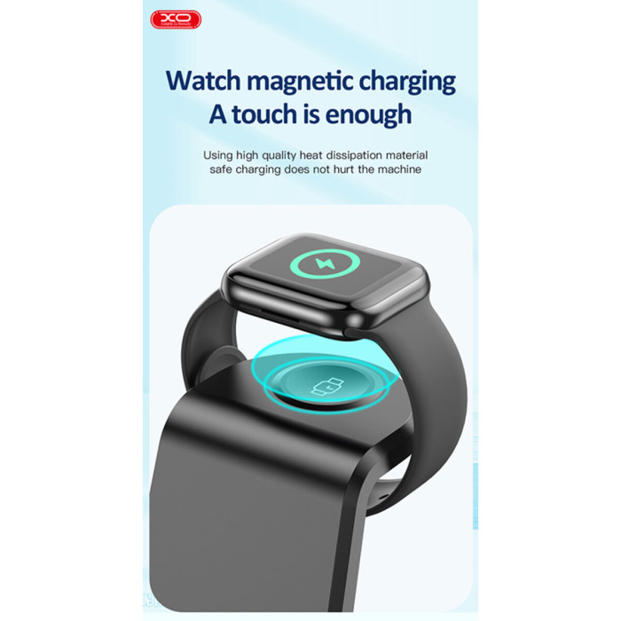 Бездротовий зарядний пристрій XO WX035 3в1 Watch Charger + Lightning + TWS