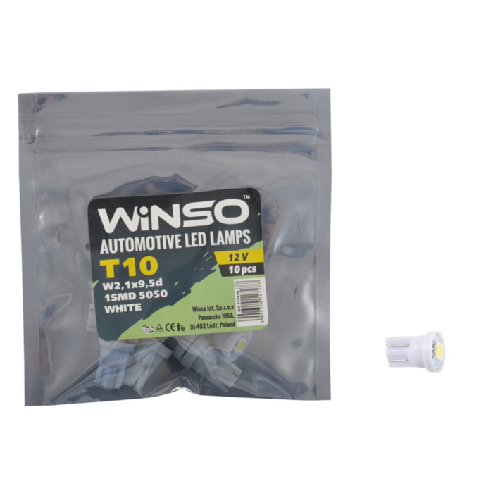Автолампа Winso LED 12V SMD T10 W2.1x9.5d, 10шт 127270