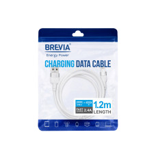 Кабель Brevia USB to Lightning 2,4A 1,2м, білий ZIP (52120WULZ1)