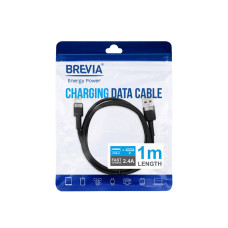 Кабель Brevia USB to Lightning 2,4А 1м, чорний ZIP (53100BULZ1)