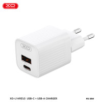 Мережевий зарядний пристрій XO L149 PD30W 1USB-A+1USB-C + Type-C кабель білий