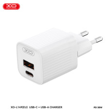 Мережевий зарядний пристрій XO L149 PD30W 1USB-A+1USB-C + Type-C кабель білий