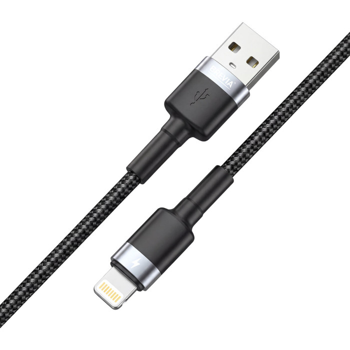 Кабель Brevia USB to Lightning 2,4А 2м, чорний ZIP (53200BULZ1)