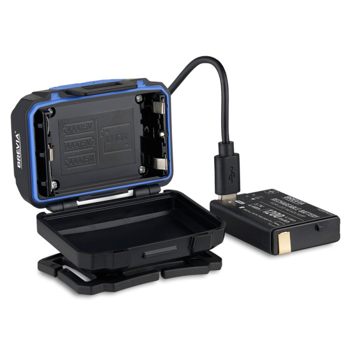 Ліхтар налобний Brevia 500Lm, 3W CREE XPG+COB, 1200mAh/3xAAA, з сенсором білий/червоний