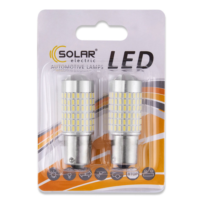 Автолампа Solar LED 12V S25 BA15s-144x3014SMD white canbus 2шт