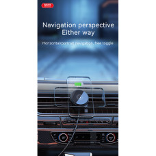 Тримач телефону автомобільний XO з бездротовою зарядкою CX015 15W Magnetic Car Air Outlet Wireless чорний
