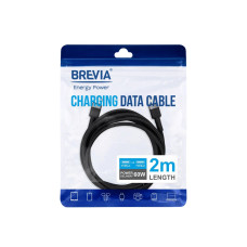 Кабель Brevia Type-C to Type-C 60W 2м, чорний ZIP (53200BCCZ1)