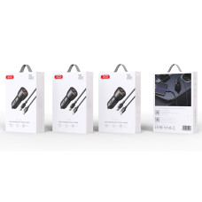 Автомобільний зарядний пристрій XO CC55 QC18W+USB12W + Type-C кабель чорний