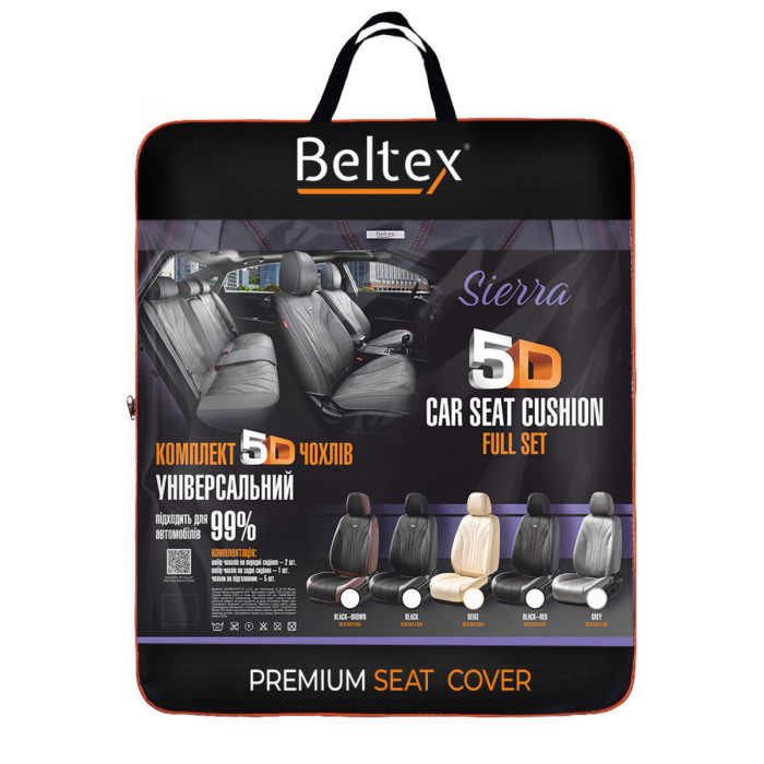 Комплект, 5D чохли для сидінь Beltex Sierra, black-red