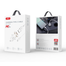 Автомобільний зарядний пристрій XO CC56 Plastic mini 30W+ Type-c кабель білий