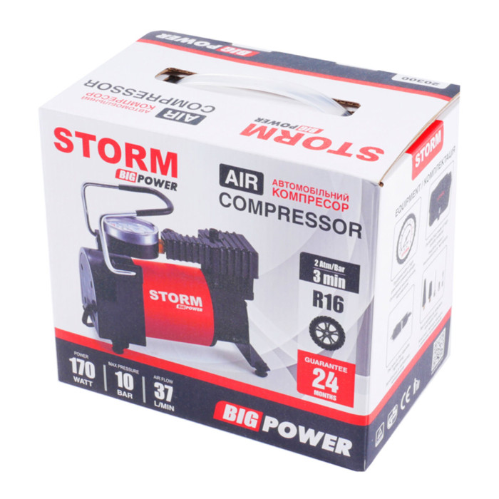 Компресор автомобільний Storm Big Power 10Атм 37л/хв 170Вт (20300)