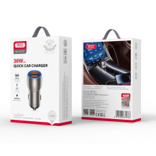 Автомобільний зарядний пристрій XO CC52 Metal Dual USB QC3.0 36W чорний
