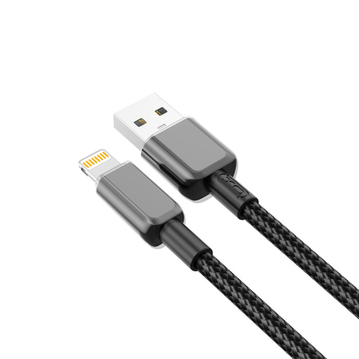 Кабель XO PVC Shiny Colorful USB to Lightning 1м чорний