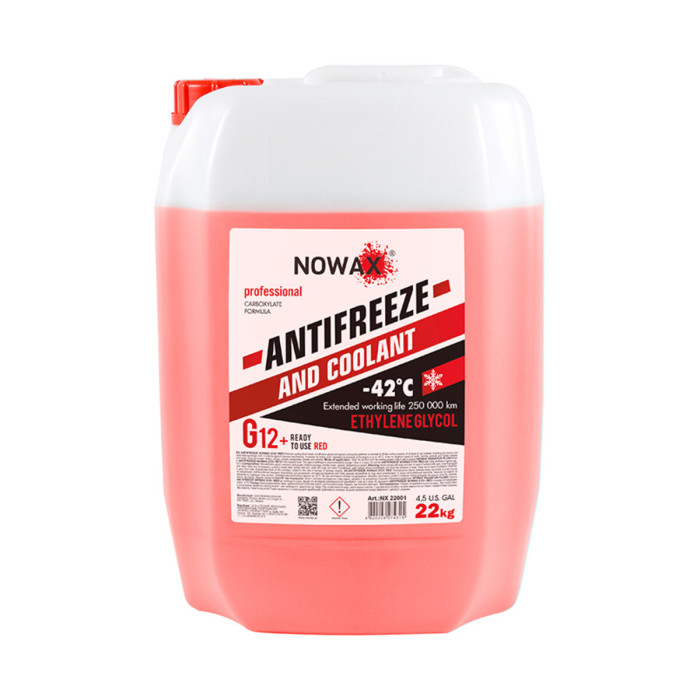Антифриз Nowax Antifreeze Red G12+ червоний готовий 22кг