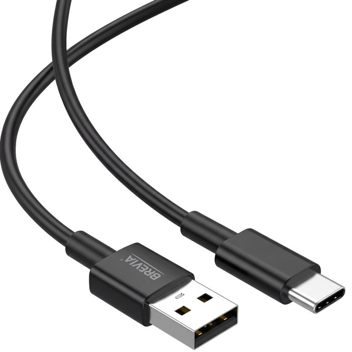 Кабель Brevia USB to Type-C 2,4А 1м, чорний box (55100BUCC1)