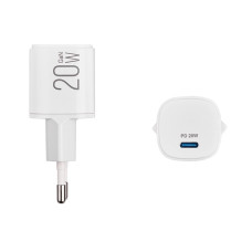 Мережевий зарядний пристрій Brevia ePowerGaN PD20W USB-C білий