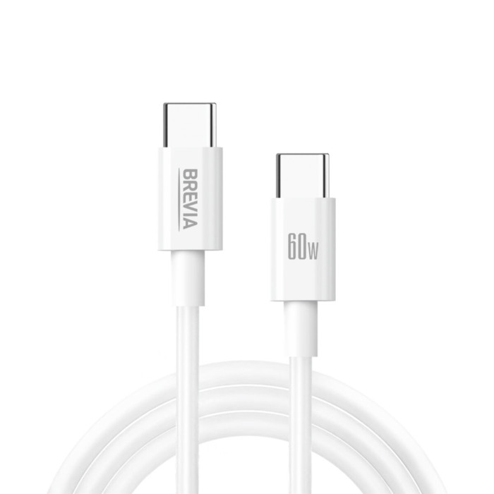 Кабель Brevia Type-C to Type-C 60W 1м, білий ZIP (55100WCCZ1)
