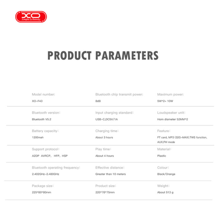 Портативна Акустика XO F43 Dual Speaker 10W чорна