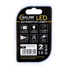 Автолампа Solar LED 12V T10 W2.1x9.5d 1SMD white, 2шт SL1332