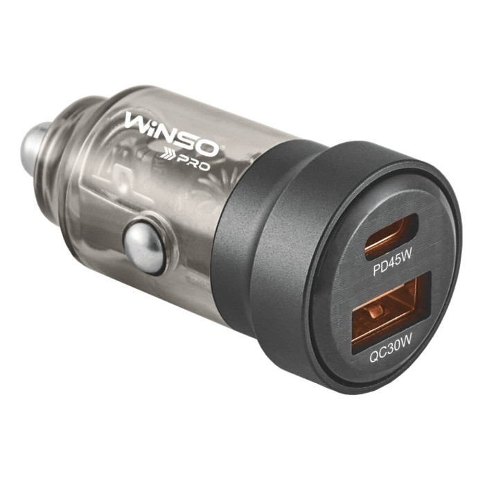 Автомобільний зарядний пристрій Winso Pro 75W 1xUSB-C+1xUSB-A, transparent