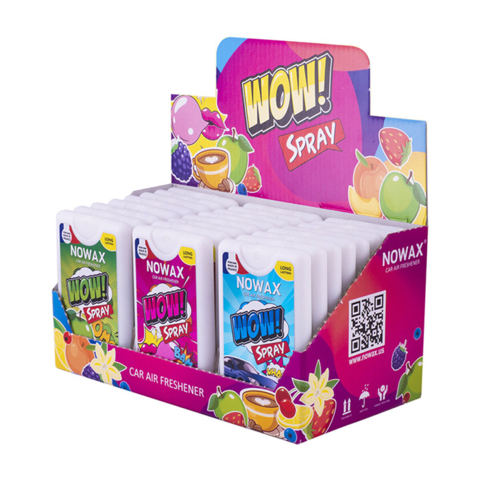MIX ароматизаторів повітря з розпилювачем у виставковому боксі Nowax WOW Spray 24шт