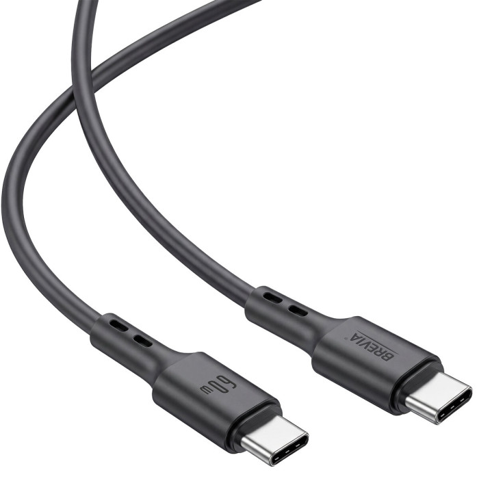 Кабель Brevia Type-C to Type-C 60W 1м, чорний ZIP (51100BCCZ1)