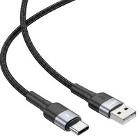 Кабель Brevia USB to Type-C 2,4А 1м, чорний ZIP (53100BUCZ1)