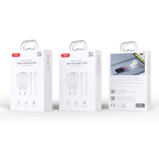 Мережевий зарядний пристрій XO L139 1USB-A 45W+2USB-C 65W + Type-c кабель білий