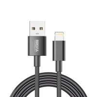 Кабель Brevia USB to Lightning 2,4А 1м, чорний ZIP (55100BULZ1)