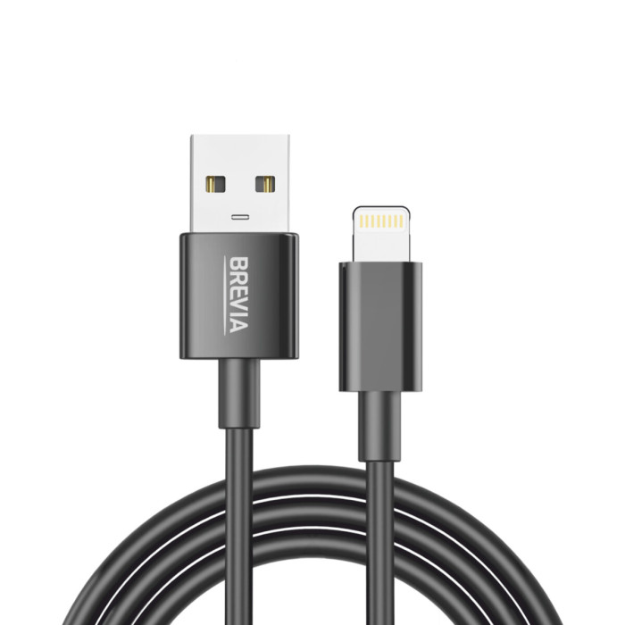 Кабель Brevia USB to Lightning 2,4А 1м, чорний ZIP (55100BULZ1)