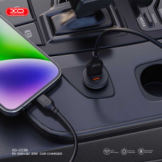 Автомобільний зарядний пристрій XO CC56 Plastic mini 30W+ Lightning кабель чорний