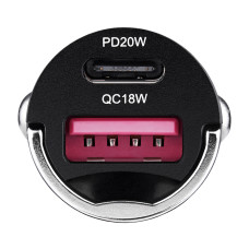 Автомобільний зарядний пристрій Winso Pro 38W USB-C+USB-A mini Metal