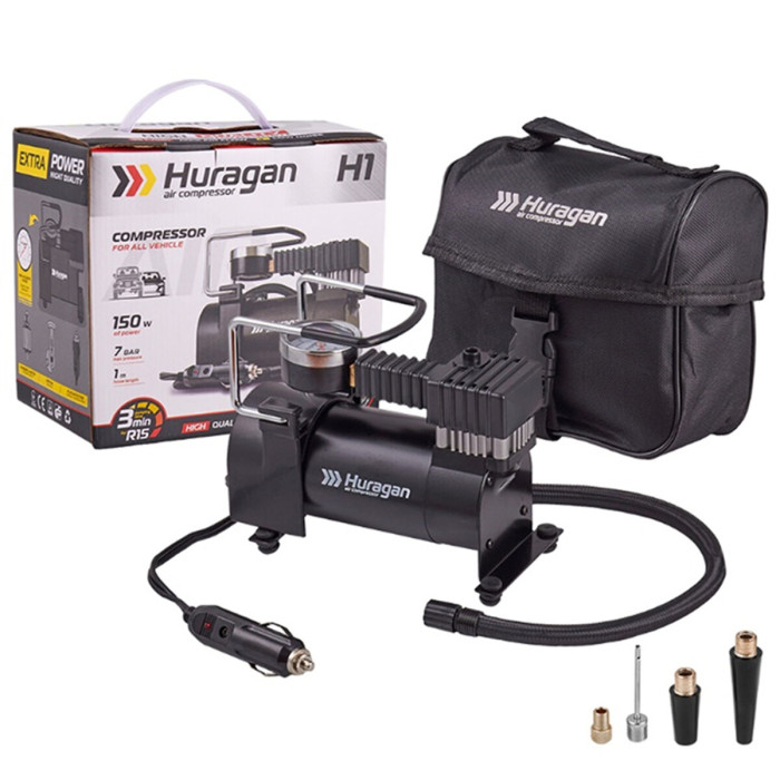 Компресор автомобільний Huragan 12В 7Атм 35л/хв