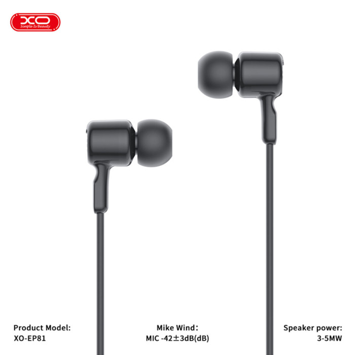 Навушники дротові XO EP81 Sunflower In-Ear Type-C чорні