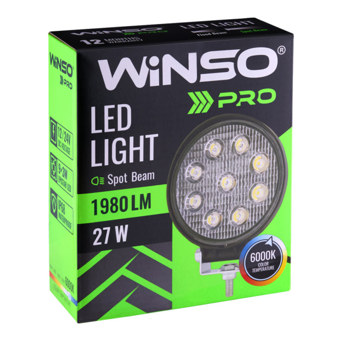 Фара світлодіодна Winso Pro Epistar точковий 10-30V, 27W (9x3W), 1шт (780620)