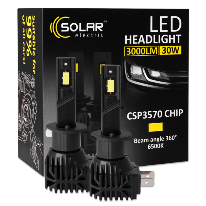 Автолампа Solar LED H1 12V 30W 3000Lm 6500K CSP3570 2шт