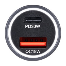 Автомобільний зарядний пристрій Brevia ePower Dual Grip Metal LED 48W 1xUSB-C+1xUSB-A