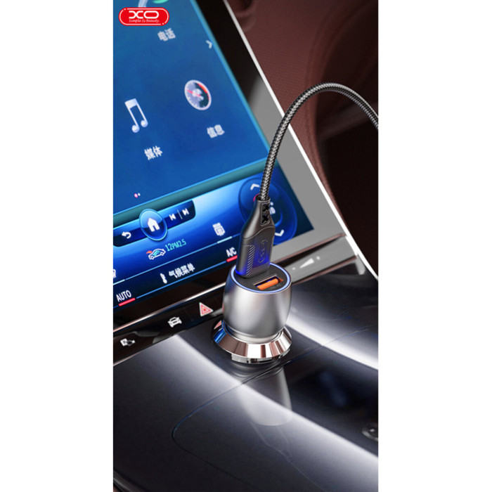 Автомобільний зарядний пристрій XO CC52 Metal Dual USB QC3.0 36W чорний