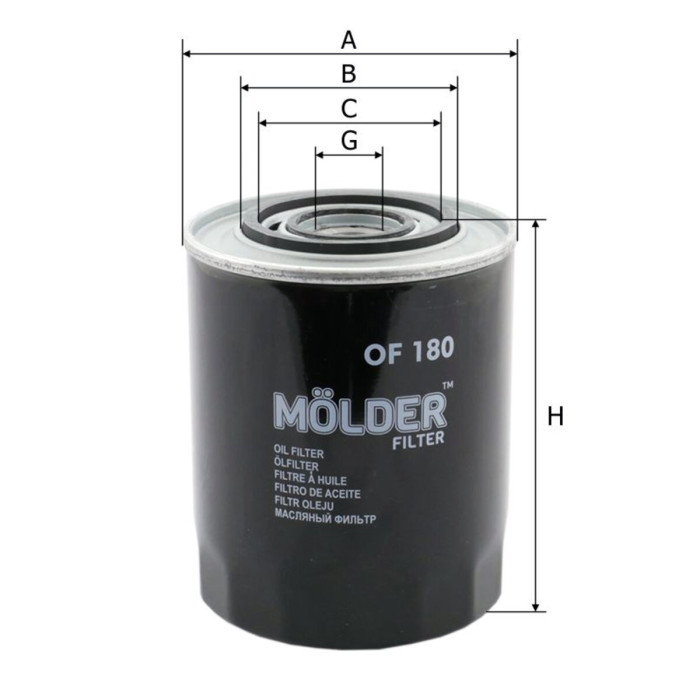 Фільтр масляний Molder Filter OF 180 (WL7161, OC290, WP9404)