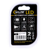 Автолампа Solar LED 12V T10 W2.1x9.5d 10SMD white, 2шт SL1348
