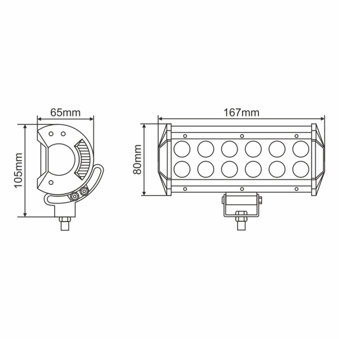 Фара світлодіодна Brevia Cree Flood 10-30V, 36W (12x3W), 3000Lm, 1шт