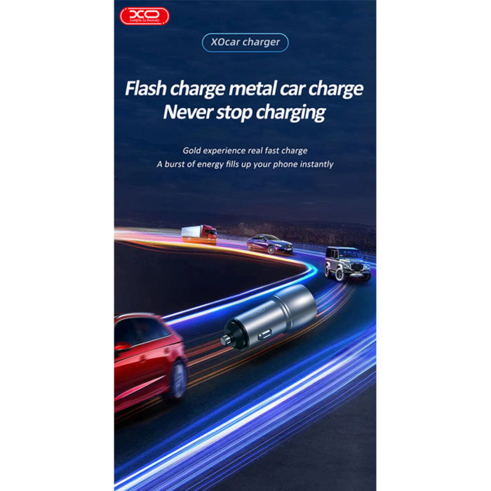 Автомобільний зарядний пристрій XO CC52 Metal Dual USB QC3.0 36W чорний