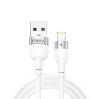 Кабель Brevia USB to Lightning 2,4A 1,2м, білий ZIP (52120WULZ1)