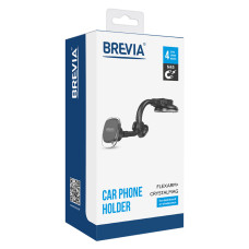 Тримач телефону автомобільний Brevia FlexArm+ СrystalMag із присоскою, гнучкий 264мм, 4 магніти, чорний