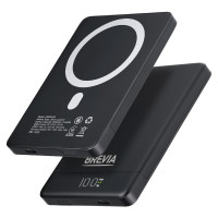 Повербанк (Power Bank) Brevia ePower 5000mAh MagSafe SuperSlim PD20W, Qі15W LCD чорний