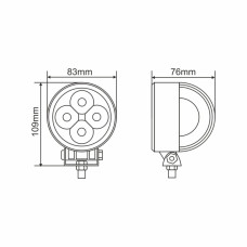 Фара світлодіодна Brevia Epistar Flood 10-30V, 12W (4x3W), 880Lm, 1шт