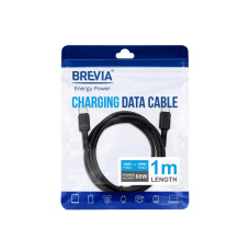Кабель Brevia Type-C to Type-C 60W 1м, чорний ZIP (51100BCCZ1)