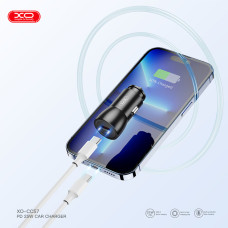 Автомобільний зарядний пристрій XO CC57 PD25W Smart Metal Single C Port+ Lightning кабель чорний